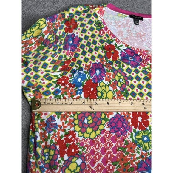 Talbots Cardigan Sweater 2X Floral Lightweight Geometric Floral Office Church - Picture 7 of 12